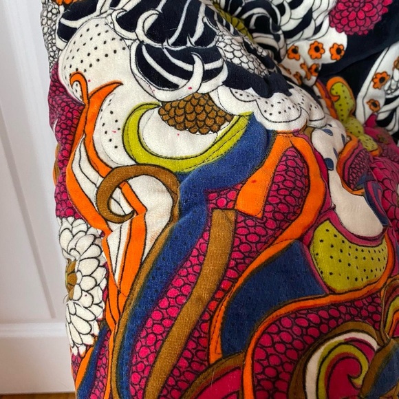 Vintage 60s 70s Jumpsuit Quilted Velvet Psychedelic Paisley Print Extra Small - Picture 4 of 7